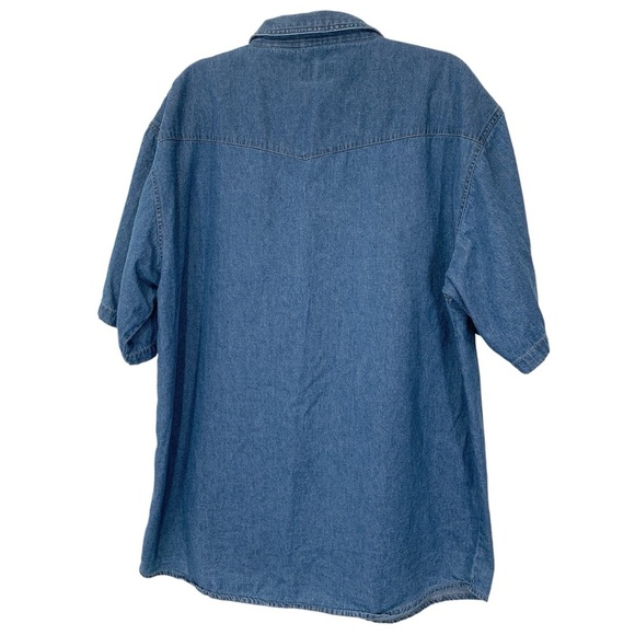 Sandy River Jeans Co. Chambray Shirt Mens 2XL Tall Blue Pearl Snap Buttons Vtg - Picture 2 of 8